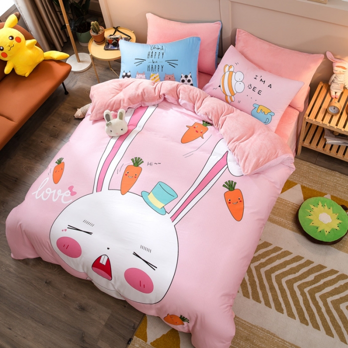 91家纺网 家纺一手货源 找家纺 涵宸2022新款A棉大B绒系列四件套 绒-兔宝宝