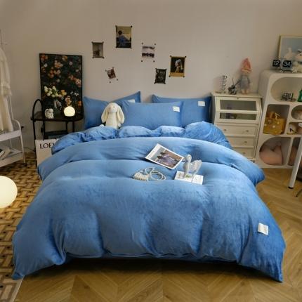 91家纺网 家纺一手货源 找家纺 （总）啊雅家居2025新款寒冬克星纯色双面绒牛奶绒简约四件套