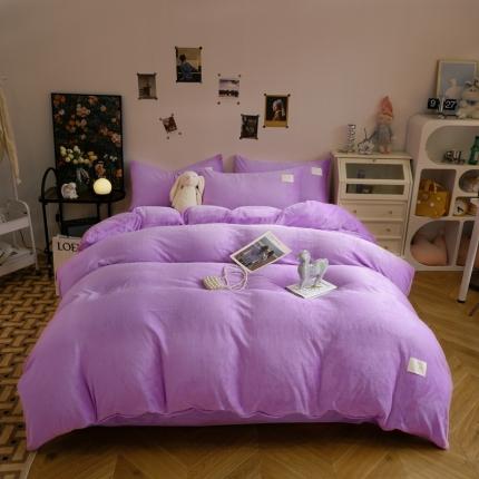 91家纺网 家纺一手货源 找家纺 （总）啊雅家居2025新款寒冬克星纯色双面绒牛奶绒简约四件套