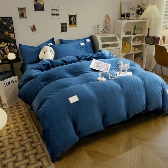 91家纺网 家纺一手货源 找家纺 （总）啊雅家居2025新款寒冬克星纯色双面绒牛奶绒简约四件套