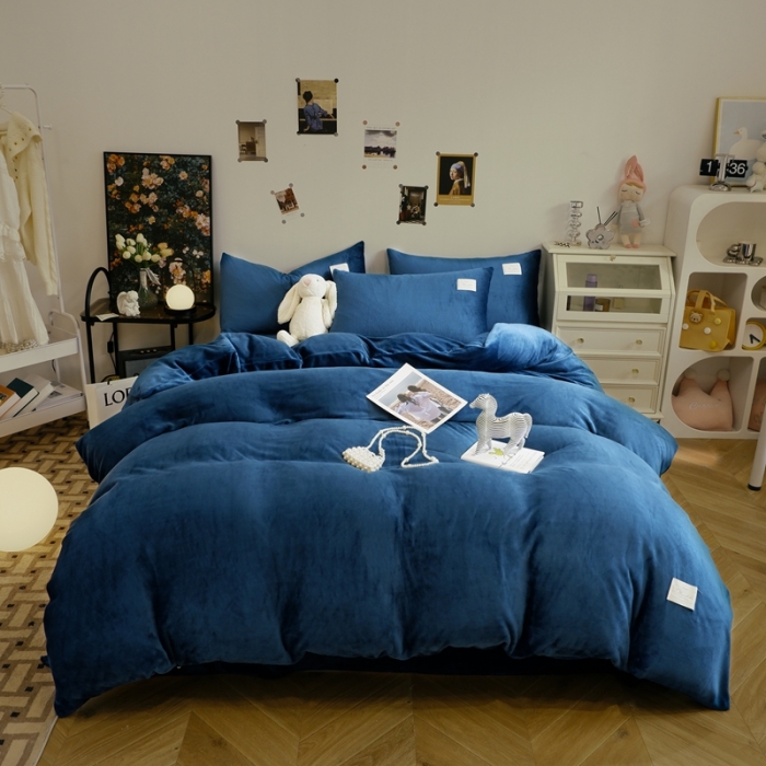 91家纺网 家纺一手货源 找家纺 （总）啊雅家居2025新款寒冬克星纯色双面绒牛奶绒简约四件套