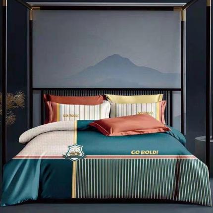 91家纺网 家纺一手货源 找家纺 （总）金纱玉纺 2022新款全棉13372大版印花四件套