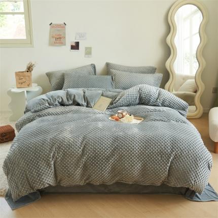 91家纺网 家纺一手货源 找家纺 晨曦 2022新款豆豆绒触摸安抚感四件套 云的影子