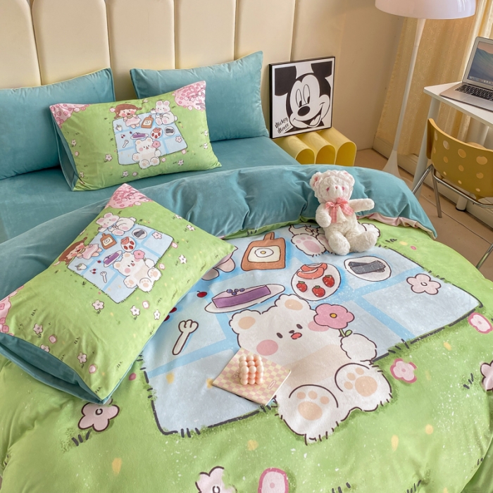 91家纺网 家纺一手货源 找家纺 博雅 2022新款婴儿绒大版印花系列四件套 不想分开