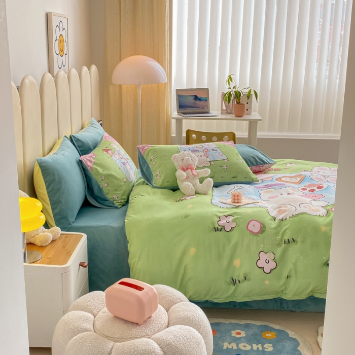 91家纺网 家纺一手货源 找家纺 博雅 2022新款婴儿绒大版印花系列四件套 不想分开