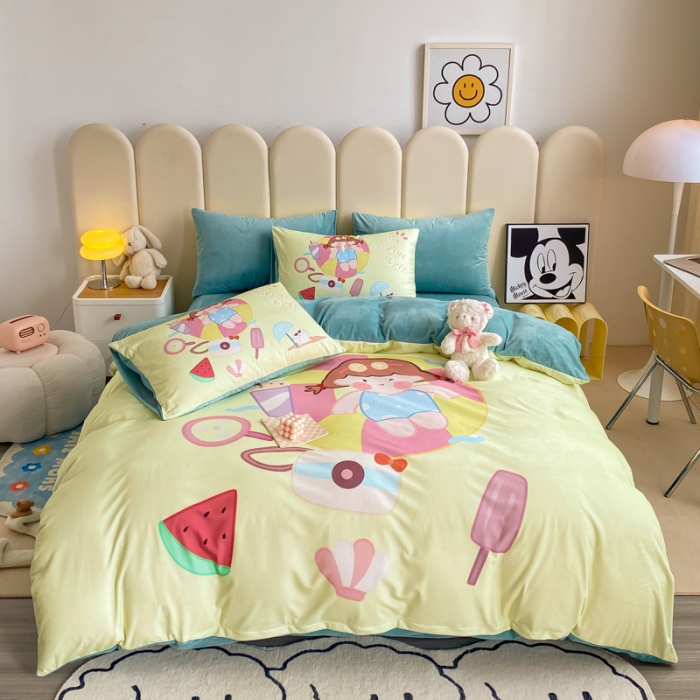 91家纺网 家纺一手货源 找家纺 博雅 2022新款婴儿绒大版印花系列四件套 等待