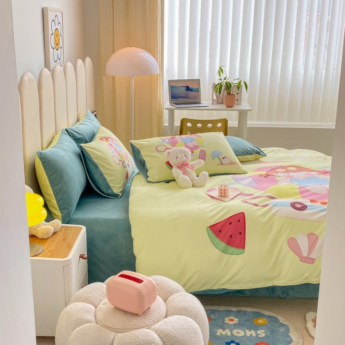 91家纺网 家纺一手货源 找家纺 博雅 2022新款婴儿绒大版印花系列四件套 等待