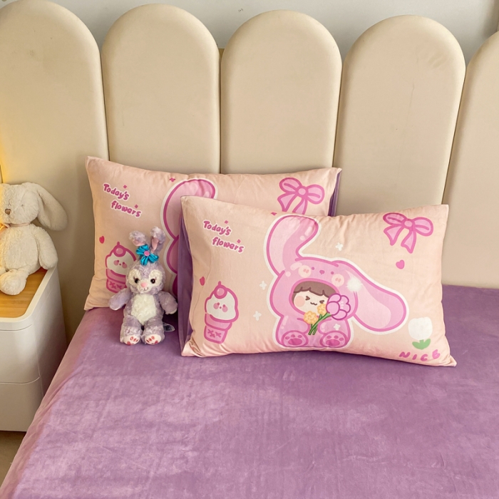 91家纺网 家纺一手货源 找家纺 博雅 2022新款婴儿绒大版印花系列四件套 哄哄我-红