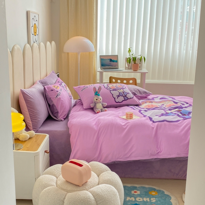 91家纺网 家纺一手货源 找家纺 博雅 2022新款婴儿绒大版印花系列四件套 暖宝宝