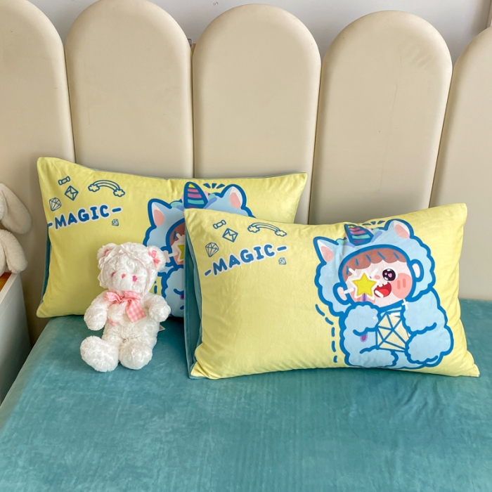 91家纺网 家纺一手货源 找家纺 博雅 2022新款婴儿绒大版印花系列四件套 暖宝宝-黄