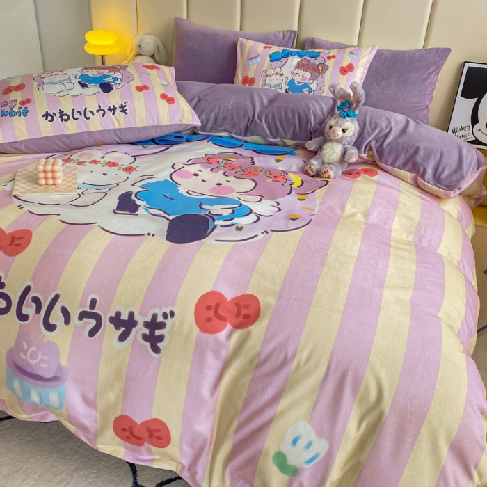 91家纺网 家纺一手货源 找家纺 博雅 2022新款婴儿绒大版印花系列四件套 悄悄话