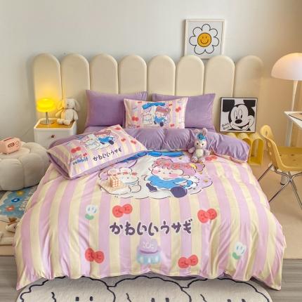 博雅 2022新款婴儿绒大版印花系列四件套 悄悄话