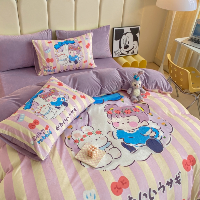 91家纺网 家纺一手货源 找家纺 博雅 2022新款婴儿绒大版印花系列四件套 悄悄话