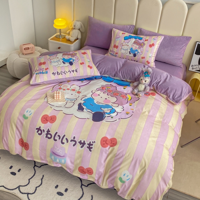 91家纺网 家纺一手货源 找家纺 博雅 2022新款婴儿绒大版印花系列四件套 悄悄话