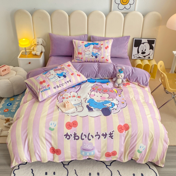 91家纺网 家纺一手货源 找家纺 博雅 2022新款婴儿绒大版印花系列四件套 悄悄话