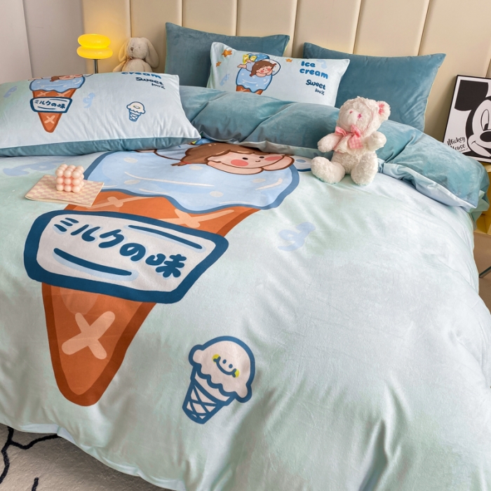 91家纺网 家纺一手货源 找家纺 博雅 2022新款婴儿绒大版印花系列四件套 相望