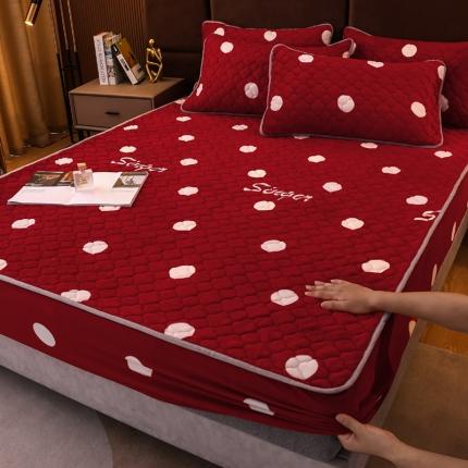 91家纺网 家纺一手货源 找家纺 （总）美莱 2022年夹棉加厚牛奶绒床笠单件三件套直播爆款