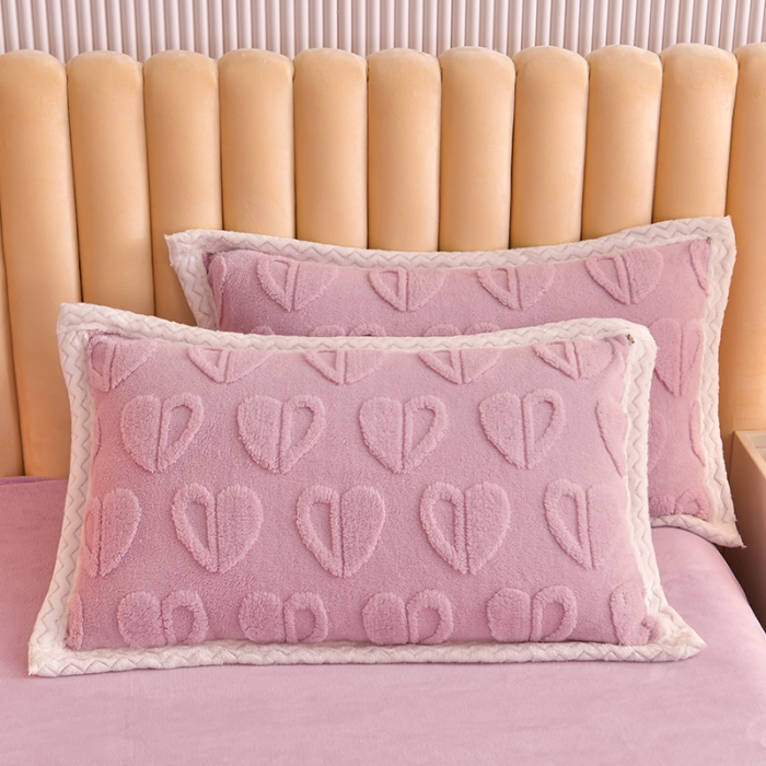 91家纺网 家纺一手货源 找家纺 澳梵 新款塔芙绒牛奶绒包边四件套-柔情慢漫 爱意-香芋紫