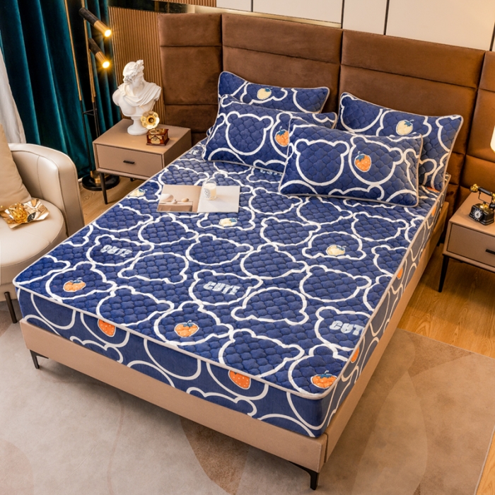 91家纺网 家纺一手货源 找家纺 （总）美莱 2022年夹棉加厚牛奶绒床笠单件三件套直播爆款