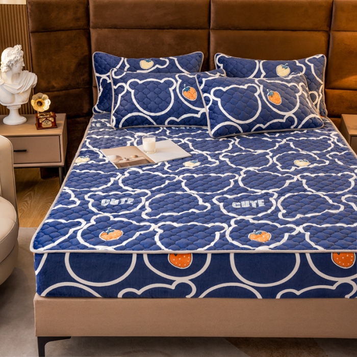 91家纺网 家纺一手货源 找家纺 （总）美莱 2022年夹棉加厚牛奶绒床笠单件三件套直播爆款