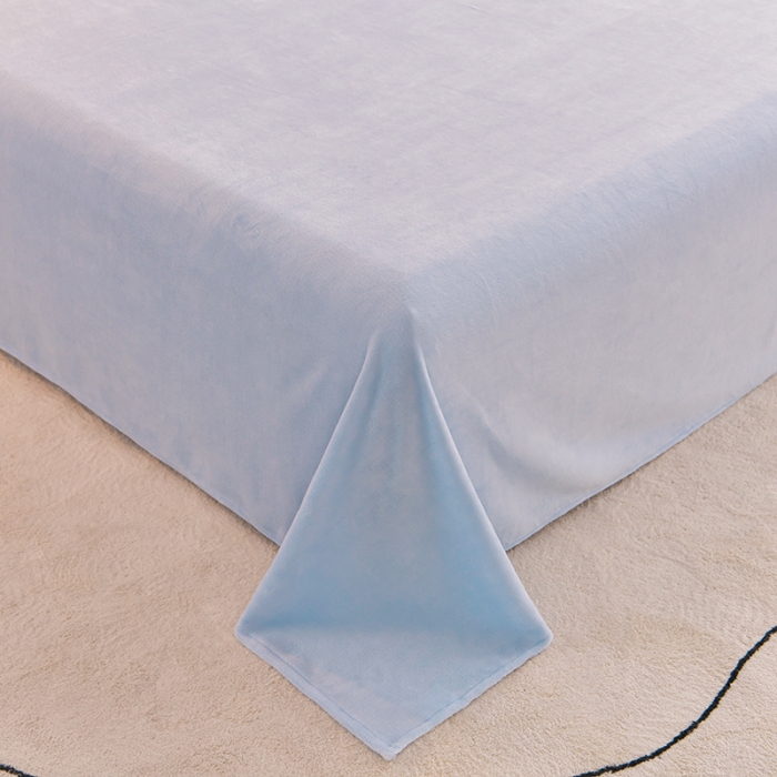 91家纺网 家纺一手货源 找家纺 澳梵 新款塔芙绒牛奶绒包边四件套-柔情慢漫 花意-婴儿蓝