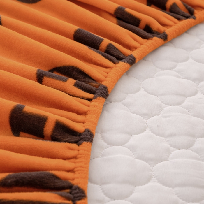 91家纺网 家纺一手货源 找家纺 美莱 2022年夹棉加厚牛奶绒床笠单件三件套直播爆款 爱玛橙