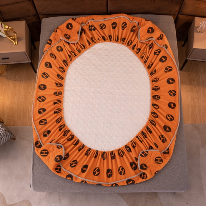 91家纺网 家纺一手货源 找家纺 美莱 2022年夹棉加厚牛奶绒床笠单件三件套直播爆款 爱玛橙