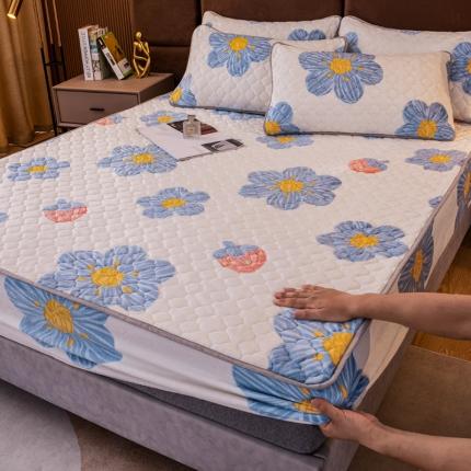 美莱 2022年夹棉加厚牛奶绒床笠单件三件套直播爆款 赫本花