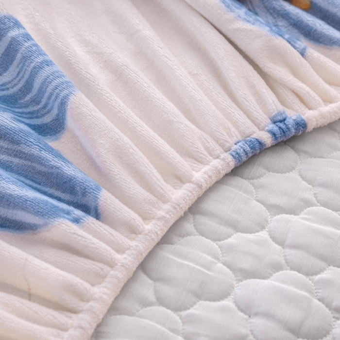 91家纺网 家纺一手货源 找家纺 美莱 2022年夹棉加厚牛奶绒床笠单件三件套直播爆款 赫本花