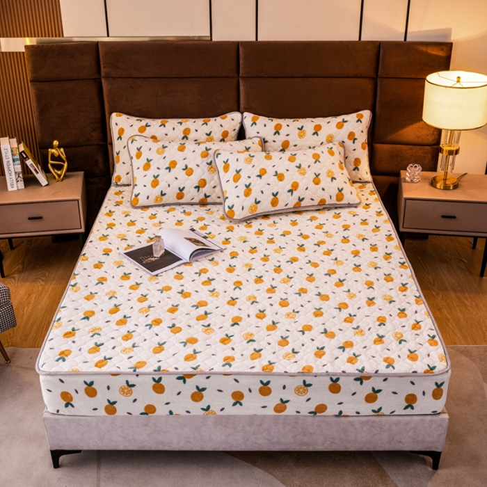 91家纺网 家纺一手货源 找家纺 美莱 2022年夹棉加厚牛奶绒床笠单件三件套直播爆款 开心桔子