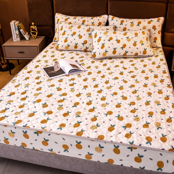 91家纺网 家纺一手货源 找家纺 美莱 2022年夹棉加厚牛奶绒床笠单件三件套直播爆款 开心桔子