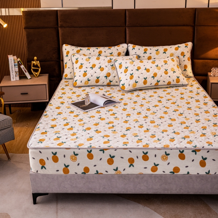 91家纺网 家纺一手货源 找家纺 美莱 2022年夹棉加厚牛奶绒床笠单件三件套直播爆款 开心桔子