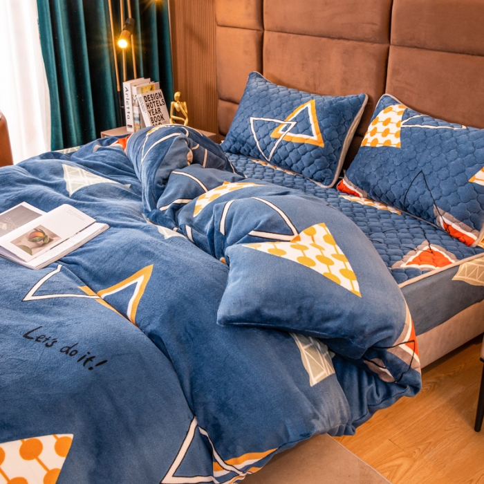 91家纺网 家纺一手货源 找家纺 美莱 2022年夹棉加厚牛奶绒床笠单件三件套直播爆款 奇妙爱恋-兰