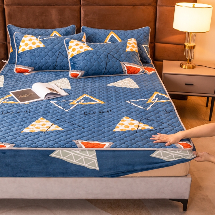 91家纺网 家纺一手货源 找家纺 美莱 2022年夹棉加厚牛奶绒床笠单件三件套直播爆款 奇妙爱恋-兰