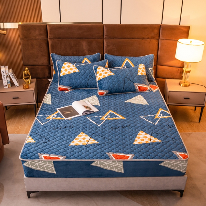 91家纺网 家纺一手货源 找家纺 美莱 2022年夹棉加厚牛奶绒床笠单件三件套直播爆款 奇妙爱恋-兰