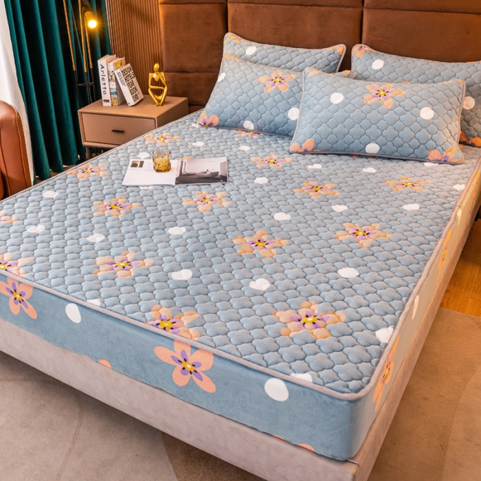 91家纺网 家纺一手货源 找家纺 美莱 2022年夹棉加厚牛奶绒床笠单件三件套直播爆款 星诚