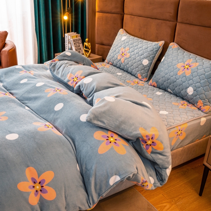 91家纺网 家纺一手货源 找家纺 美莱 2022年夹棉加厚牛奶绒床笠单件三件套直播爆款 星诚