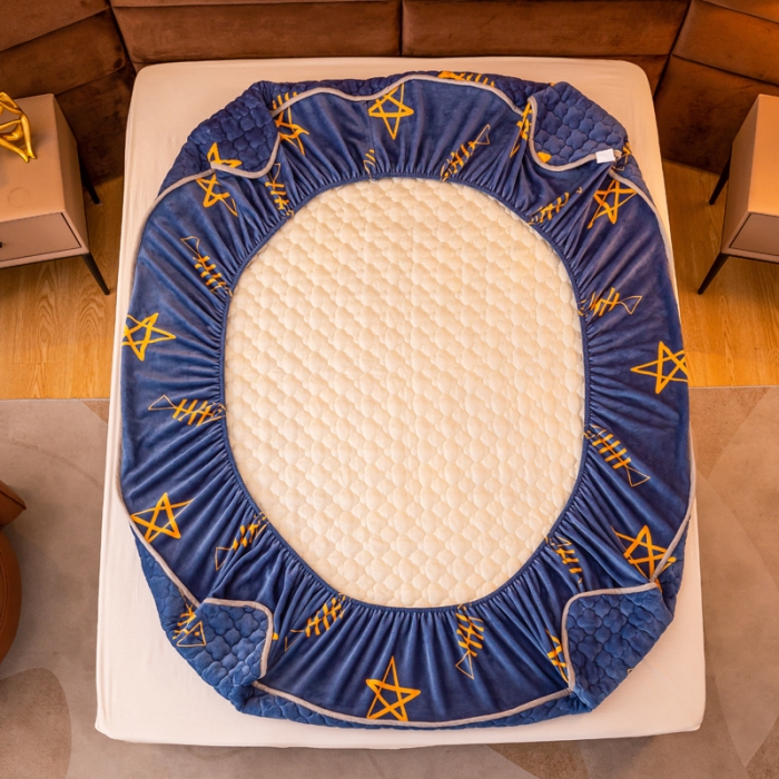 91家纺网 家纺一手货源 找家纺 美莱 2022年夹棉加厚牛奶绒床笠单件三件套直播爆款 鱼趣