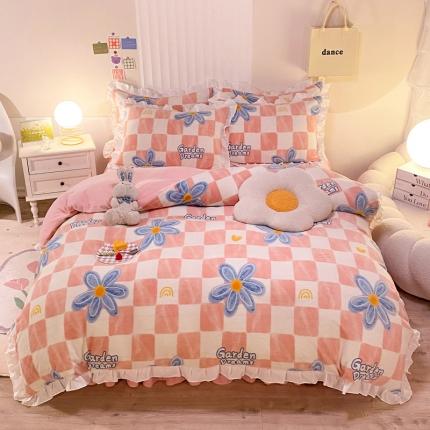 91家纺网 家纺一手货源 找家纺 绒兔兔 2022新款印花牛奶绒四件套提供买家秀太空熊