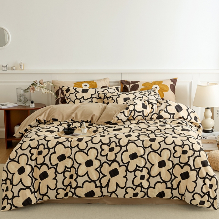 91家纺网 家纺一手货源 找家纺 绫韵 2022秋冬加厚全棉生态磨毛四件套 花影缤纷