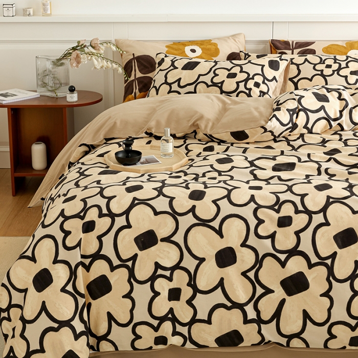 91家纺网 家纺一手货源 找家纺 绫韵 2022秋冬加厚全棉生态磨毛四件套 花影缤纷