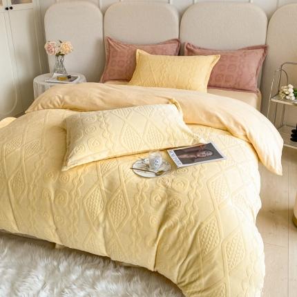 91家纺网 家纺一手货源 找家纺 （总）寐居 2022新款高克重烂花牛奶绒四件套