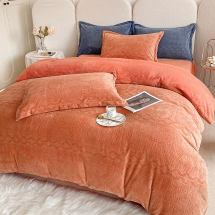 91家纺网 家纺一手货源 找家纺 （总）寐居 2022新款高克重烂花牛奶绒四件套