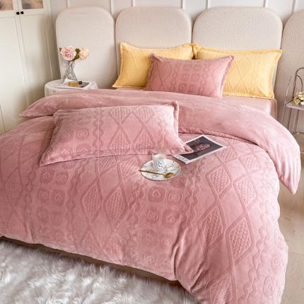 91家纺网 家纺一手货源 找家纺 （总）寐居 2022新款高克重烂花牛奶绒四件套