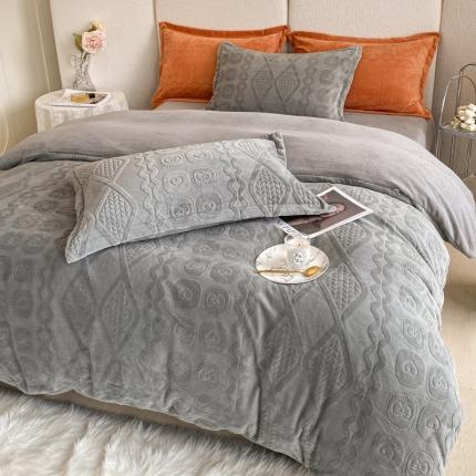 91家纺网 家纺一手货源 找家纺 （总）寐居 2022新款高克重烂花牛奶绒四件套