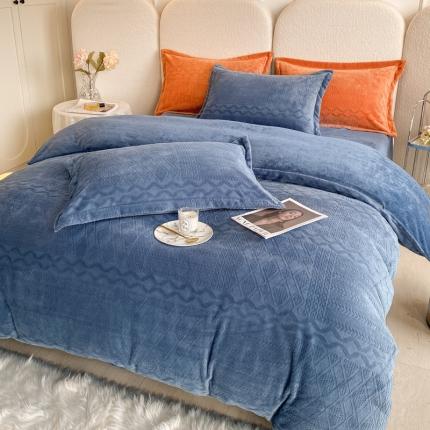 91家纺网 家纺一手货源 找家纺 （总）寐居 2022新款高克重烂花牛奶绒四件套