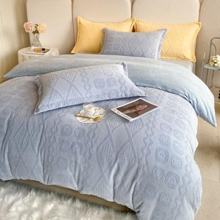 91家纺网 家纺一手货源 找家纺 （总）寐居 2022新款高克重烂花牛奶绒四件套