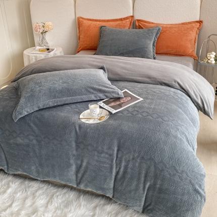 91家纺网 家纺一手货源 找家纺 （总）寐居 2022新款高克重烂花牛奶绒四件套