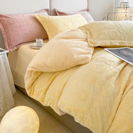 （总）寐居 2022新款高克重烂花牛奶绒四件套