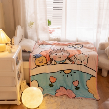 91家纺网 家纺一手货源 找家纺 （总）新品单层儿童四季毯卡通婴儿小抱毯幼儿园法莱绒毛毯盖毯子